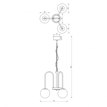 Cambridge lampa wisząca 3xE14 czarny mat