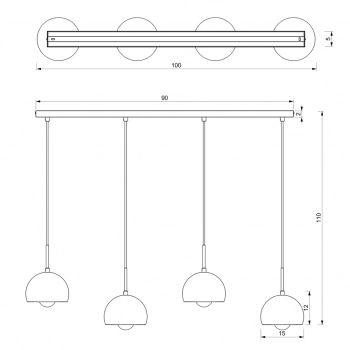 Cool lampa wisząca 4xE27 czarny mat, chrom