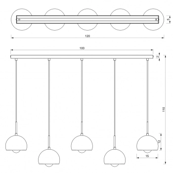 Cool lampa wisząca 5xE27 czarny mat, chrom