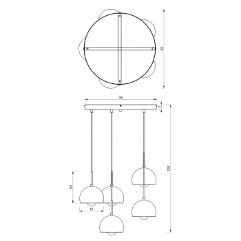 Cool lampa wisząca 5xE27 czarny mat, chrom