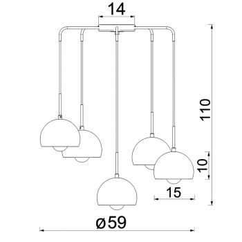 Cool lampa wisząca 5xE27 czarny mat, chrom