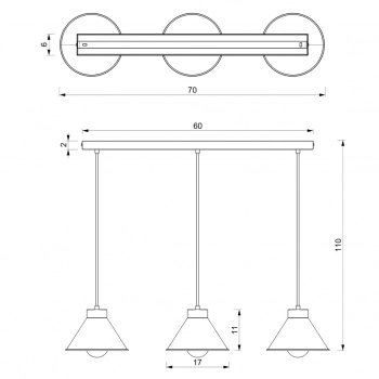 Demet lampa wisząca 3xE27 czarny mat, złoto mat