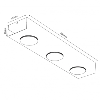 Ebru lampa sufitowa, spot 3xGX53 czarny mat