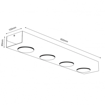 Ebru lampa sufitowa, spot 4xGX53 czarny mat