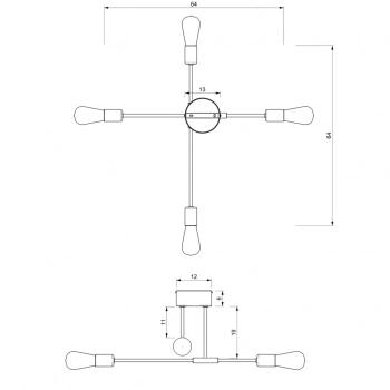 Flame lampa sufitowa 4xE27 czarny mat, złoto połysk