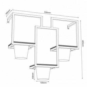 Flower wall rack kwietnik  czarny mat, złoto mat