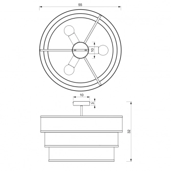 Glum lampa sufitowa 3xE27 czarny mat