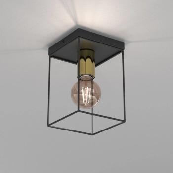 Homen lampa sufitowa 1xE27 czarny mat, złoto połysk