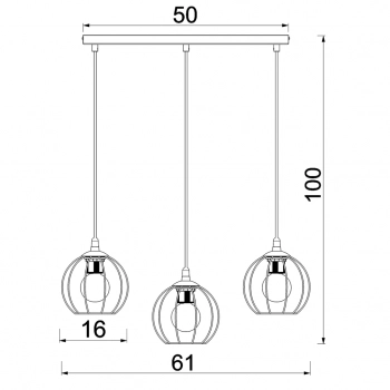 Laps lampa wisząca 3xE27 czarny mat