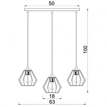 Leti lampa wisząca 3xE27 czarny mat