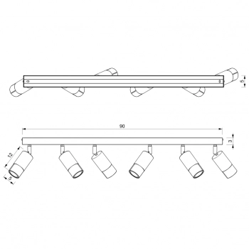 Link lampa sufitowa, spot 6xGU10 czarny mat