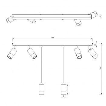 Link lampa sufitowa, spot 6xGU10 czarny mat