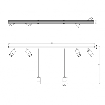 Link lampa sufitowa, spot 6xGU10 czarny mat