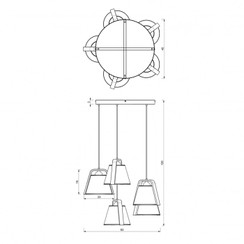 Norko lampa wisząca 5xE27 czarny mat