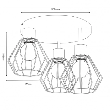 Parkla lampa sufitowa 3xE27 czarny mat