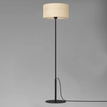 Rattan lampa podłogowa 1xE27 czarny mat