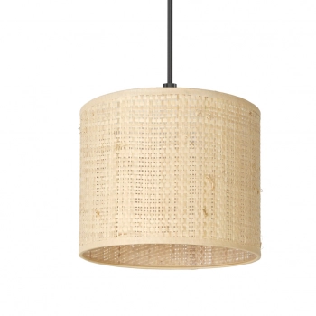 Rattan lampa wisząca 1xE27 czarny mat