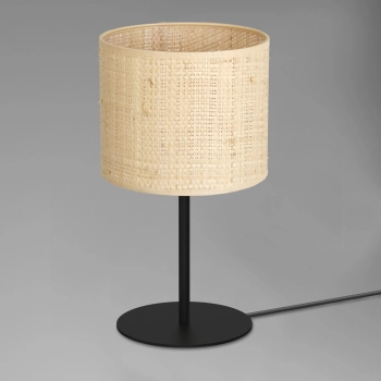 Rattan lampka stołowa 1xE27 czarny mat