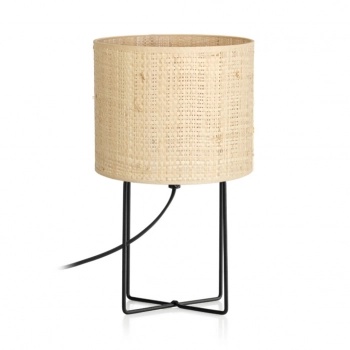 Rattan lampka stołowa 1xE27 czarny mat Luminex