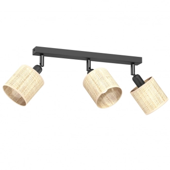 Rattan spot lampa sufitowa 3xE14 czarny mat Luminex