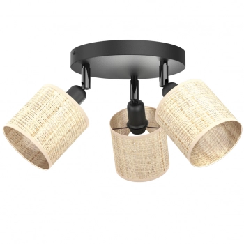 Rattan spot lampa sufitowa 3xE14 czarny mat Luminex