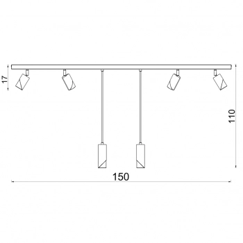 Shift lampa sufitowa, spot 6xGU10 czarny mat, chrom