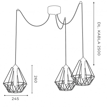 Spindel Basket lampa wisząca 3xE27 czarny mat