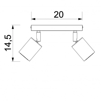 Striper lampa sufitowa, spot 2xGU10 czarny mat, złoto połysk