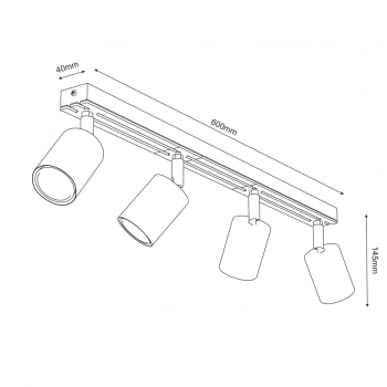 Terra lampa sufitowa, spot 4xGU10 czarny mat