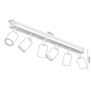 Terra lampa sufitowa, spot 6xGU10 czarny mat