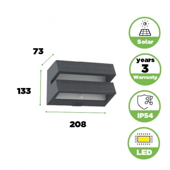 Barlo Solar kinkiet LED 8,2W 950lm 3000K IP54 szary z czujnikiem ruchu