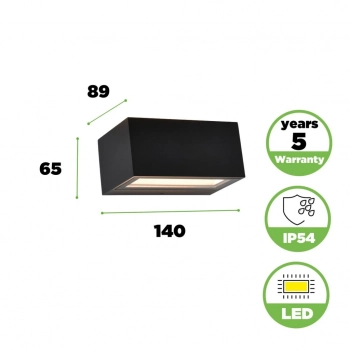Gemini kinkiet LED 8,8W 700lm 3000K IP54 czarny