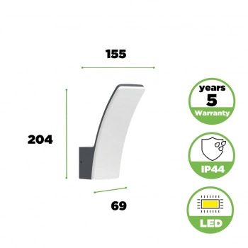 Kilo kinkiet LED 11,5W 700lm 3000K IP44 szary