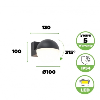 Looma kinkiet LED 7,8W 800lm 3000K IP54 szary