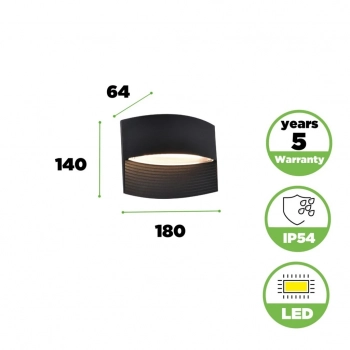 Lotus kinkiet LED 8,5W 580lm 3000K IP54 czarny