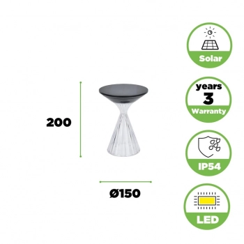 Miyi Solar lampa stojąca LED 2,6W 390lm 3000K IP54 czarny