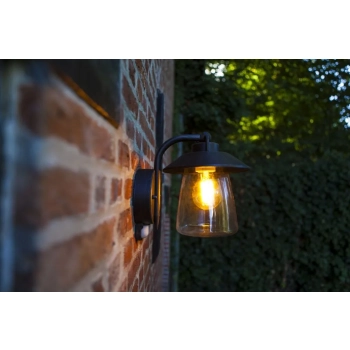 Cate kinkiet 1xE27 IP44 czarny z czujnikiem ruchu