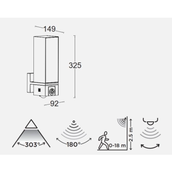 Cuba kinkiet IP44 LED 17,3W 1000lm CCT kamera