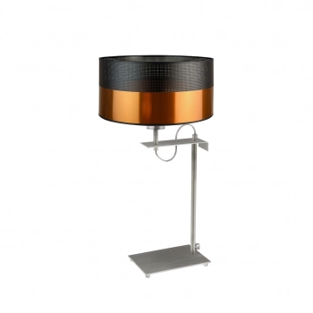 Alaska Glam lampka stołowa E27 abażur miedziany z czarnym ażurem, stelaż srebrny