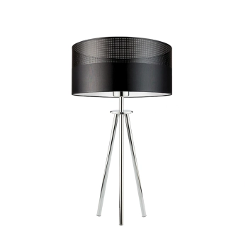 Lysne Alta Glam lampka stołowa E27 abażur czarny z czarnym ażurem, stelaż chrom