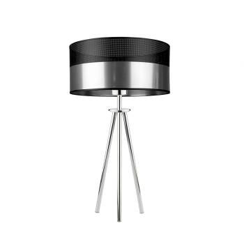 Lysne Alta Glam lampka stołowa E27 abażur srebrny z czarnym ażurem, stelaż chrom