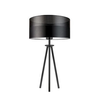 Lysne Alta Glam lampka stołowa E27 abażur czarny z czarnym ażurem, stelaż czarny