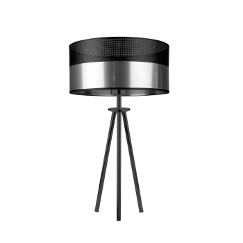 Lysne Alta Glam lampka stołowa E27 abażur srebrny z czarnym ażurem, stelaż czarny