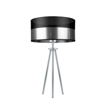 Lysne Alta Glam lampka stołowa E27 abażur srebrny z czarnym ażurem, stelaż srebrny