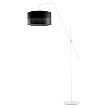 Lysne Bilbao Glam lampa podłogowa E27 abażur czarny z ażurem, stelaż biały