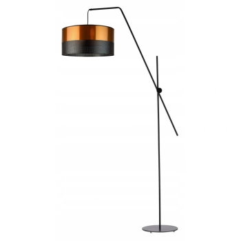 Lysne Bilbao Glam lampa podłogowa E27 abażur miedziany z czarnym ażurem, stelaż czarny
