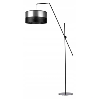 Lysne Bilbao Glam lampa podłogowa E27 abażur srebrny z czarnym ażurem, stelaż czarny