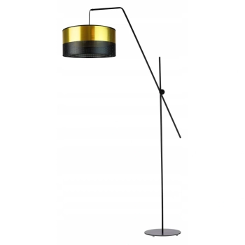 Lysne Bilbao Glam lampa podłogowa E27 abażur złoty z czarnym ażurem, stelaż czarny