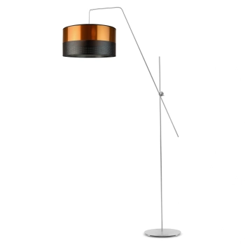 Lysne Bilbao Glam lampa podłogowa E27 abażur miedziany z czarnym ażurem, stelaż srebrny