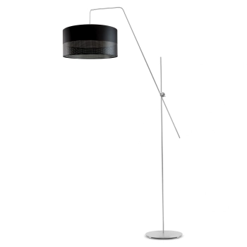 Lysne Bilbao Glam lampa podłogowa E27 abażur czarny z ażurem, stelaż srebrny